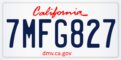 CA license plate 7MFG827