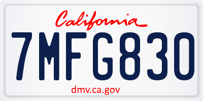 CA license plate 7MFG830