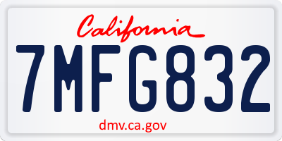 CA license plate 7MFG832