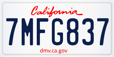 CA license plate 7MFG837