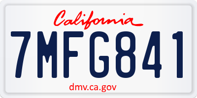 CA license plate 7MFG841