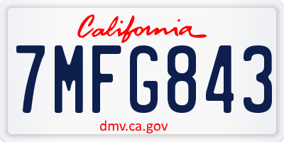 CA license plate 7MFG843