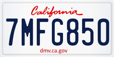 CA license plate 7MFG850