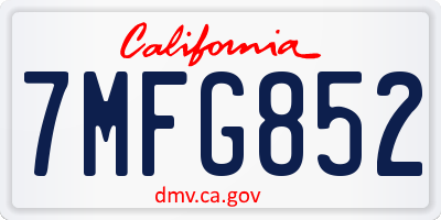 CA license plate 7MFG852