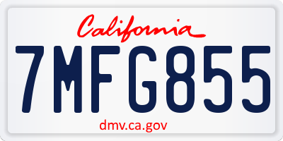 CA license plate 7MFG855