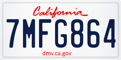 CA license plate 7MFG864