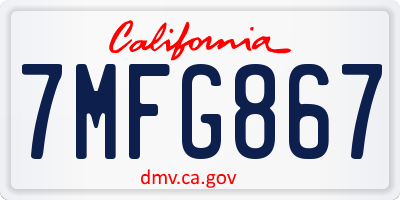 CA license plate 7MFG867