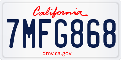 CA license plate 7MFG868