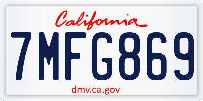 CA license plate 7MFG869