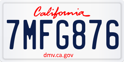CA license plate 7MFG876