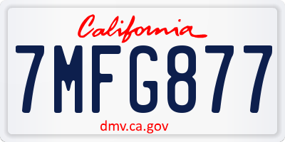 CA license plate 7MFG877