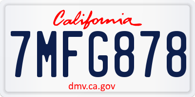 CA license plate 7MFG878