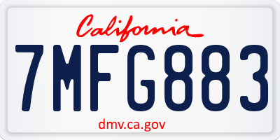 CA license plate 7MFG883