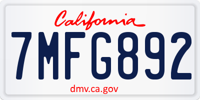 CA license plate 7MFG892