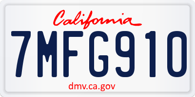 CA license plate 7MFG910