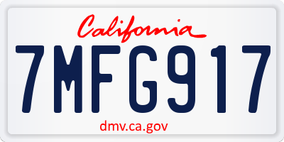 CA license plate 7MFG917