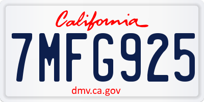 CA license plate 7MFG925