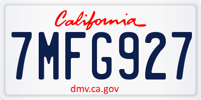 CA license plate 7MFG927