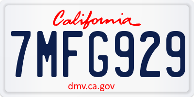 CA license plate 7MFG929