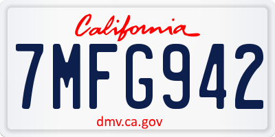 CA license plate 7MFG942