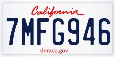 CA license plate 7MFG946