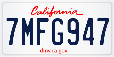 CA license plate 7MFG947