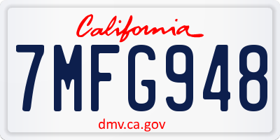 CA license plate 7MFG948