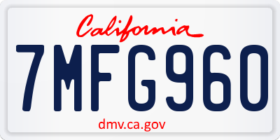CA license plate 7MFG960