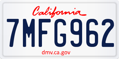 CA license plate 7MFG962