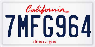 CA license plate 7MFG964