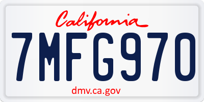 CA license plate 7MFG970