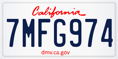 CA license plate 7MFG974