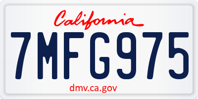 CA license plate 7MFG975