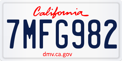 CA license plate 7MFG982