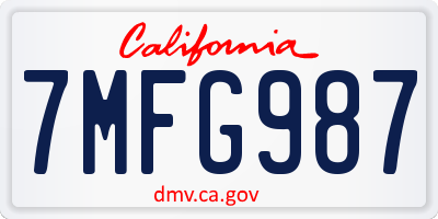 CA license plate 7MFG987
