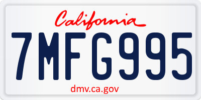 CA license plate 7MFG995
