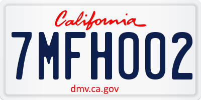 CA license plate 7MFH002