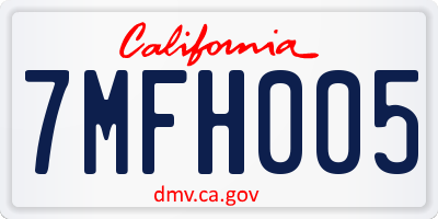 CA license plate 7MFH005