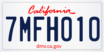 CA license plate 7MFH010