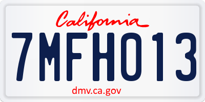 CA license plate 7MFH013