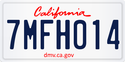 CA license plate 7MFH014