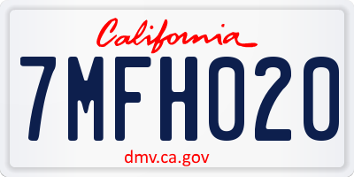 CA license plate 7MFH020