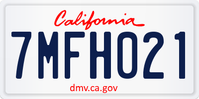 CA license plate 7MFH021