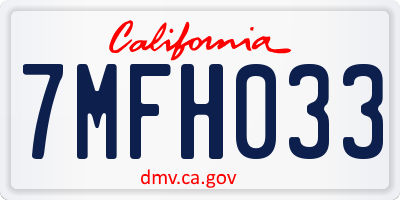 CA license plate 7MFH033