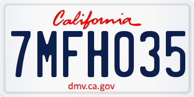 CA license plate 7MFH035
