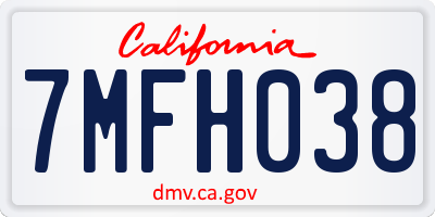 CA license plate 7MFH038