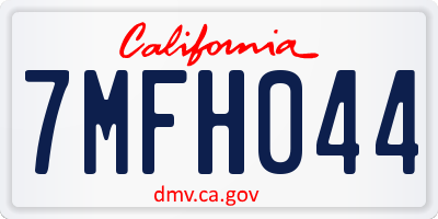 CA license plate 7MFH044