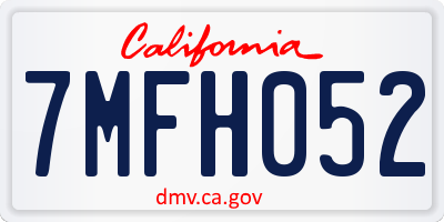 CA license plate 7MFH052