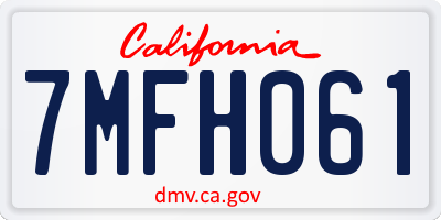 CA license plate 7MFH061