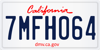 CA license plate 7MFH064